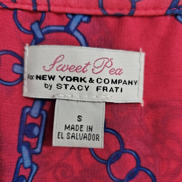 Sweet Pea Pink Sleeveless Button Down Blouse Gathered Button Back Tunic Small - Picture 8 of 13